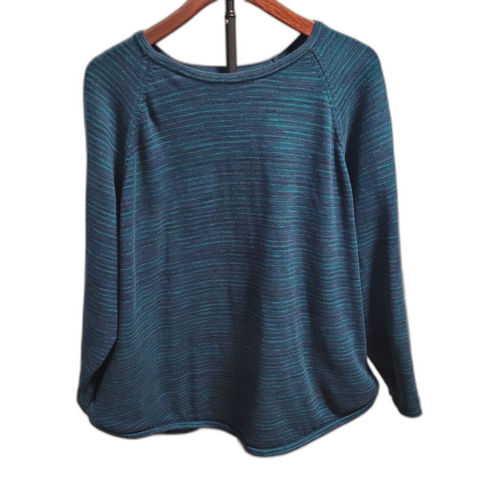 Space dye 100% Cotton Sweater‎ Blue Teal 2X Thick Soft Tunic Lagenlook Coastal